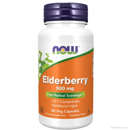 Черен бъз екстракт 500 мг х 120 капсули Now Foods | Elderberry