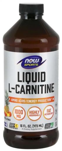 Л-Карнитин течен 1000 мг с вкус на тропически пунш х 465 мл Now Foods | L-Carnitine Liquid