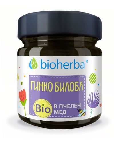 Пчелен мед БИО + Гинко билоба х 280 гр БИОХЕРБА | ORGANIC BEE HONEY BIOHERBA