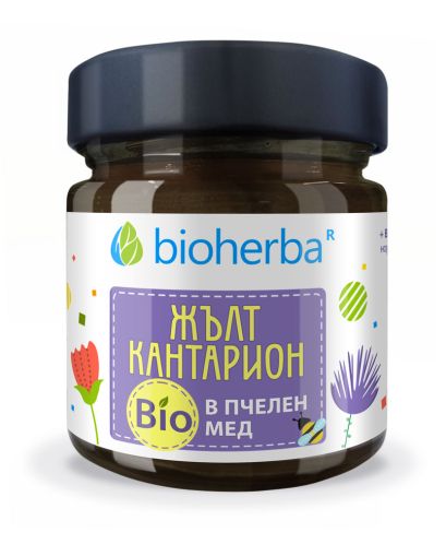 Пчелен мед БИО + Жълт кантарион х 280 гр БИОХЕРБА | ORGANIC BEE HONEY BIOHERBA