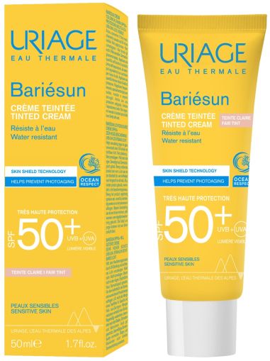 БАРИЕСЪН Тониран СВЕТЪЛ слъцезащитен крем за лице SPF50+ 50 мл ЮРИАЖ | URIAGE Bariesun
