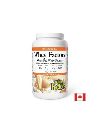 Whey Factors ® Чист суроватъчен протеин на прах 1 кг - новкусен Natural Factors