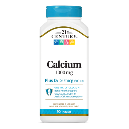 21st Century Калций 1000 мг + Витамин Д3 800IU х 90 таблетки |  Calcium+ D3
