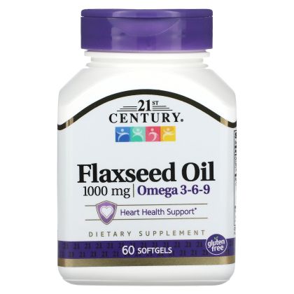 21st Century Омега 3 Масло от ленено семе 1000 мг х 60 капсули | Flaxseed Oil