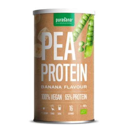 Грахов протеин ВЕГАН БИО х 400 гр с вкус на банан PURASANA |Pea Protein Organic