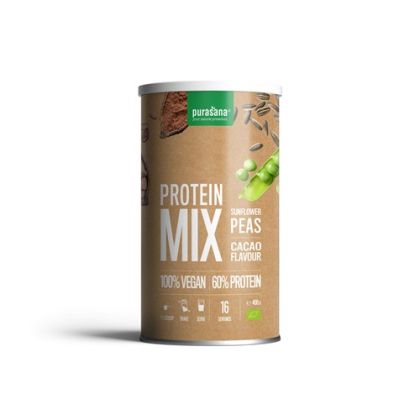 Веган протеин БИО МИКС ( грахов и слънчогледов ) х 400 гр с вкус на какао PURASANA