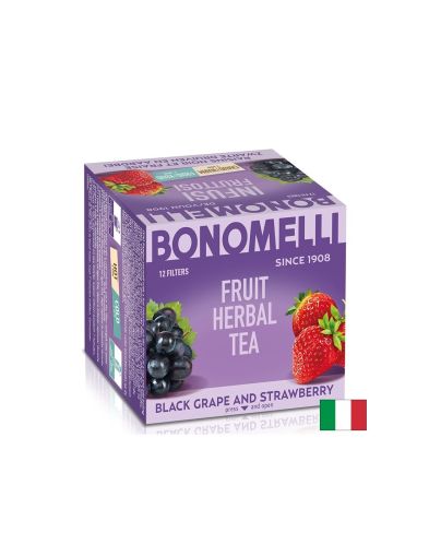 Плодов чай с хибискус, черно грозде и ягода х 12 пакетчета BONOMELLI | Black Grape & Strawberry tea