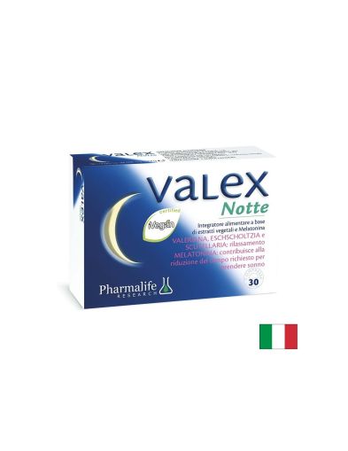 Валериана 500 мг + Мелатонин 1 mg + Калифорнийски мак – По-бързо заспиване и спокоен сън, Valex Notte, 30 таблетки