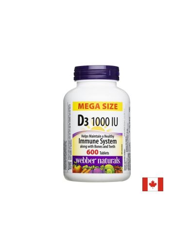 Витамин Д3 ( Холекалциферол ) 1000 IU х 600 таблетки Webber Naturals | Vitamin D3