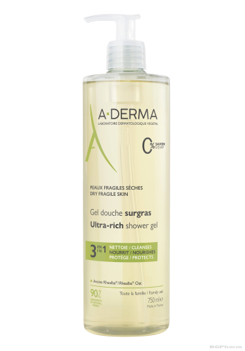 А-дерма свръхобогатен душ-гел за суха и проблемна кожа 750 мл | A-Derma