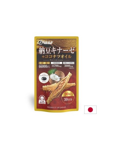 Натокиназа + кокосово масло х 90 капсули FINE JAPAN | Nattokinase & Coconut Oil