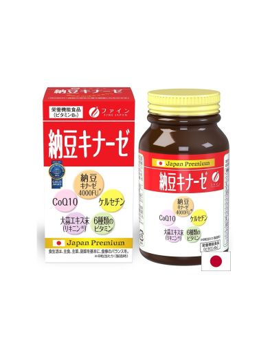 Натокиназа + коензим Q10, кверцетин, чесън и витамини х 240 таблетки FINE JAPAN