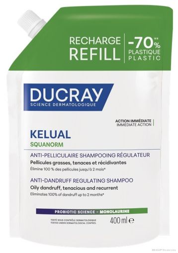 DUCRAY Kelual Squanorm шампоан при мазен пърхот ПЪЛНИТЕЛ 400 мл | Pierre Fabre