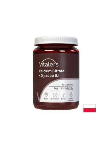 Калций цитрат 120 мг + Витамин Д3 1000 IU х 60 капсули Vitaler's | Calcium Citrate & Vitamin D3