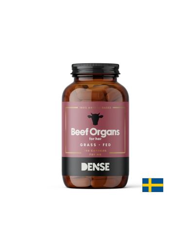 Говежди черен дроб, бъбрек и сърце + калций х 180 капсули DENSE | Beef liver, kidney, heart & calcium