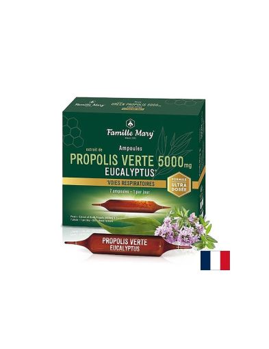 Зелен прополис 5000 мг + пчелен мед и евкалипт х 7 ампули Famille Mary