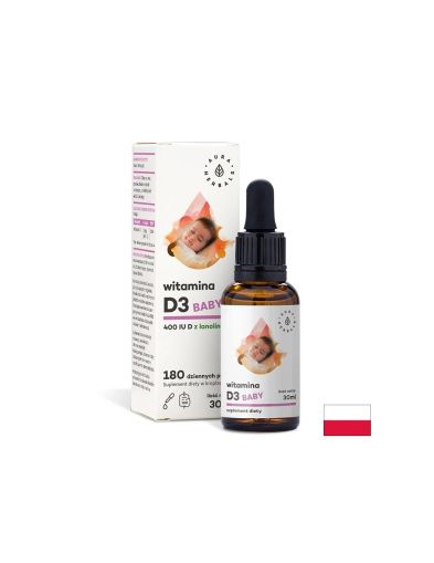 Витамин Д3 за бебета и деца на капки 400 IU х 30 мл, 180 дози Aura Herbals | Vitamin D3
