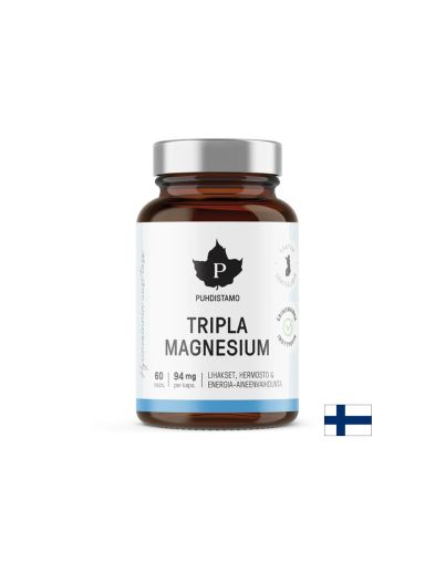 Магнезий ( малат, бисглицинат, таурат ) 94 мг х 60 капсули PUHDISTAMO | Magnesium