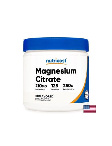 Магнезий цитрат 210 мг на прах 250 гр, 160 дози Nutricost | Magnesium Citrate