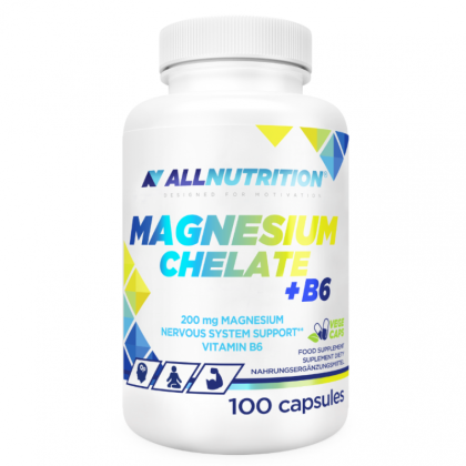 Магнезий бисглицинат хелат + Витамин Б6 х 100 капсули Allnutrition | Magnesium Chelate + B6