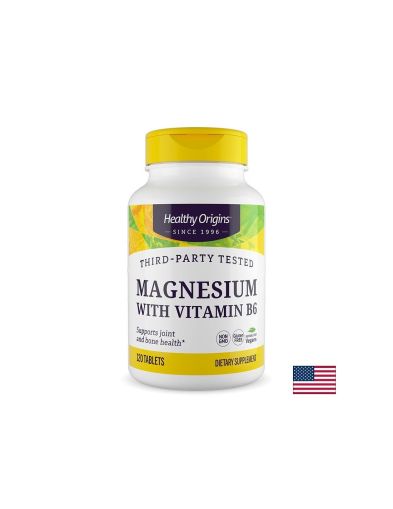 Магнезий 133 мг + Витамин Б6 8 мг х 120 таблетки Healthy Origins | Magnesium & Vitamin B6