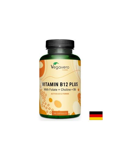 Витамин Б12 1000 мкг + холин, фолат и Витамин Б6 х 180 капсули Vegavero | Vitamin B12 Plus