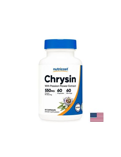 Хризин 550 мг + пасифлора екстракт х 60 капсули Nutricost | Chrysin