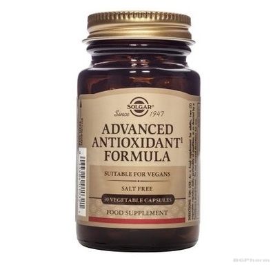 НАПРЕДНАЛА АНТИОКСИДАНТНА ФОРМУЛА 30 капсули СОЛГАР | ADVANCED ANTIOXIDANT FORMULA SOLGAR