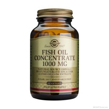 РИБЕНО МАСЛО КОНЦЕНТРАТ 1000мг 60 капсули СОЛГАР | FISH OIL CONCENTRATE SOLGAR