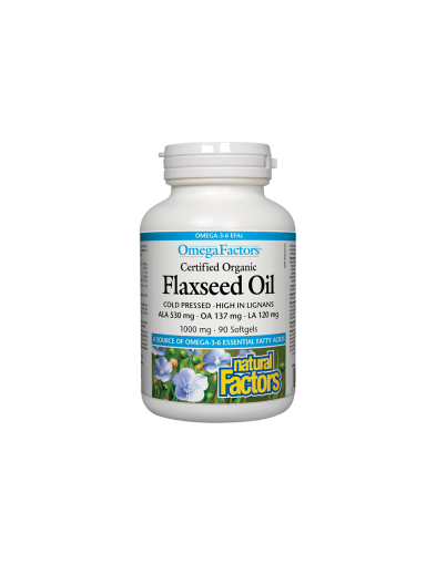 Ленено масло 1000мг х 90 капсули Natural Factors | Flaxseed Oil