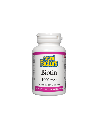 Биотин (Витамин Б7) 1000мгк Kоса, кожа, нокти 90 капсули Natural Factors | Biotin