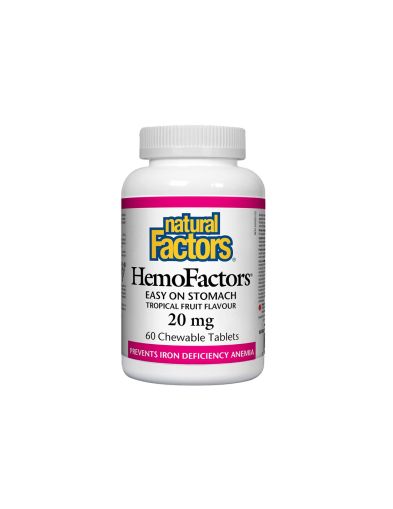 HemoFactors Желязо 20 mg + фолиева киселина х 60 дъвчащи таблетки Natural Factors