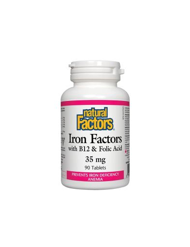 Iron Factors® - Желязо + витамин В12 + фолиева киселина х 90 таблетки Natural Factors