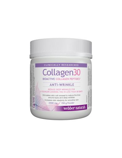 Collagen30® Колаген (биоактивни колагенови пептиди) 2500мг 150гр прах Webber NaturalsФормула в лесна за прием прахообразна форма, която насърчава здравината и еластичността на кожата, подпомага движението на ставите и укрепва костната структура. Подходяща