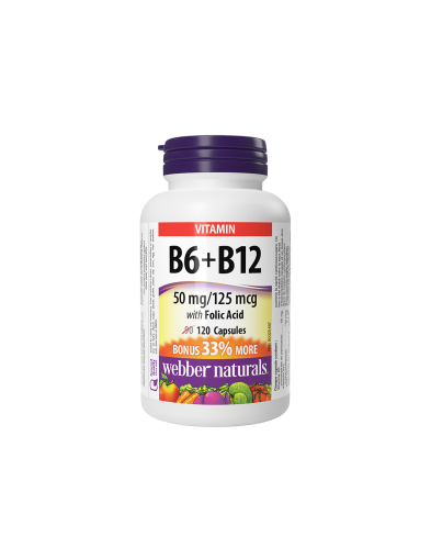 Витамин Б6 + Б12 + Фолиева киселина х 120 капсули Webber Naturals |B12 + B6 + Folic Acid