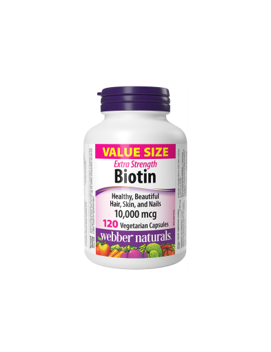 Биотин (Витамин Б7) 10000мкг х 120 капсули Webber Naturals | Biotin Extra Strength