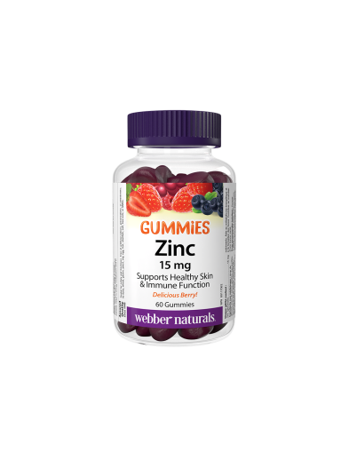 Цинк (глюконат) 15мг х 60 желирани таблетки Webber Naturals | Zinc Gummies