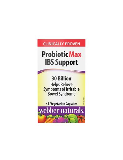 Пробиотик Max IBS Support (синдром на раздразнените черва), 30 млрд.х 45 капсули Webber Naturals