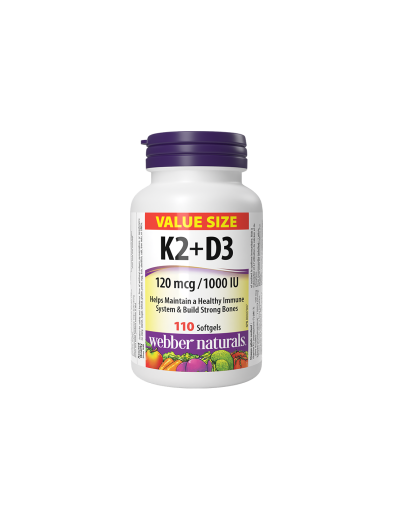 Витамин К2 120мкг + Д3 1000IU х 110 капсули Webber Naturals |D3 + K2 Vitamins