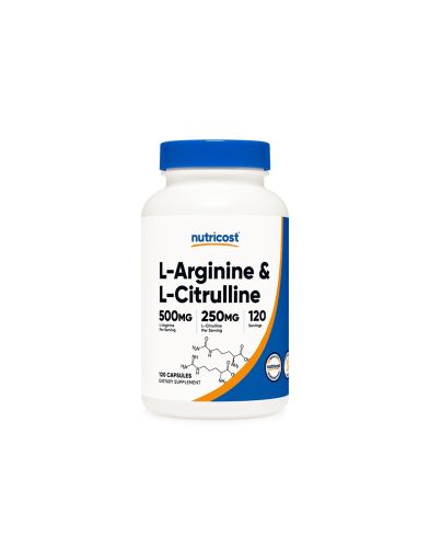  Л-Аргинин + Л-Цитрулин 550/250мг х 120 капсули Nutricost | L-Arginine + L-Citrulline