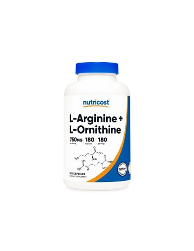 Л-Аргинин + Л-Орнитин х 180 капсули Nutricost | L-Arginine & L-Ornithine