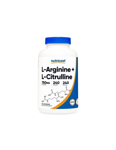 Л-Аргинин + Л-Цитрулин 500/250 мг х 240 капсули Nutricost | L-Arginine + L-Citrulline