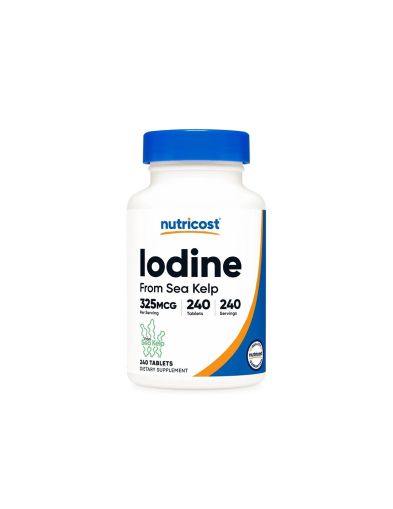 Йод 325 мкг х 240 таблетки за щитовидната жлеза и енергия Nutricost | Iodine