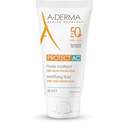 А-дерма ПРОТЕКТ Матиращ слънцезащитен флуид за лице SPF50+ 40 мл | A-Derma Protect AD