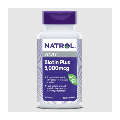 Натрол Биотин 5000 мкг + Лутеин 10 мг х 60 таблетки | Natrol Biotin Plus Lutein