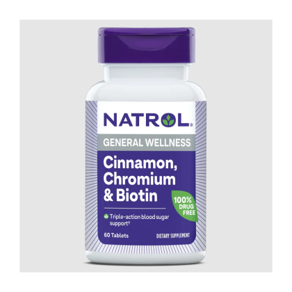 Натрол Канела, хром + биотин х 60 таблетки | Natrol Cinnamon Chromium & Biotin