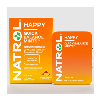 Натрол Формула за успокоение с шафран х 30 дози  | Natrol Quick Balance Mints Happy