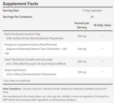 Ресвератрол натурален 50 мг х 60 капсули Now Foods | Resveratrol