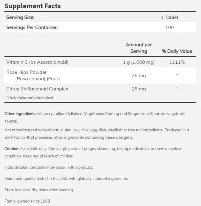 Витамин Ц 1000 мг + екстракт от шипка х 100 таблетки Now Foods | Vitamin C Rose Hip