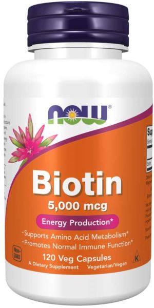 Биотин (Витамин Б7) 5000 мкг х 120 капсули Now Foods | Biotin Vitamin B-7